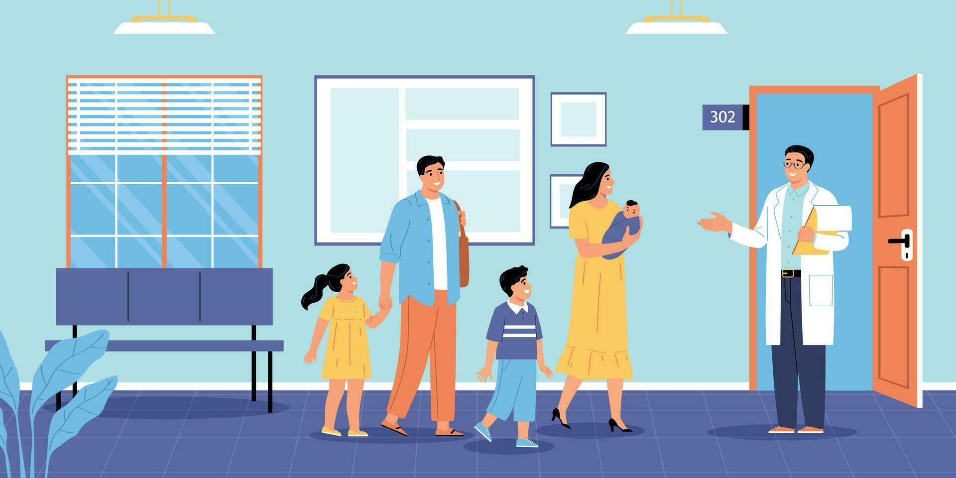 Family Doctor Office Composition vector