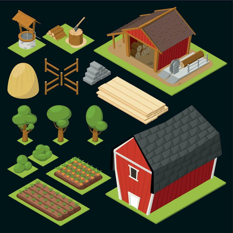 Game Isometric Icon Set vector