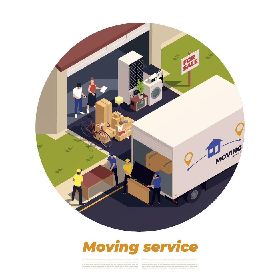 Relocation Service Isometric vector