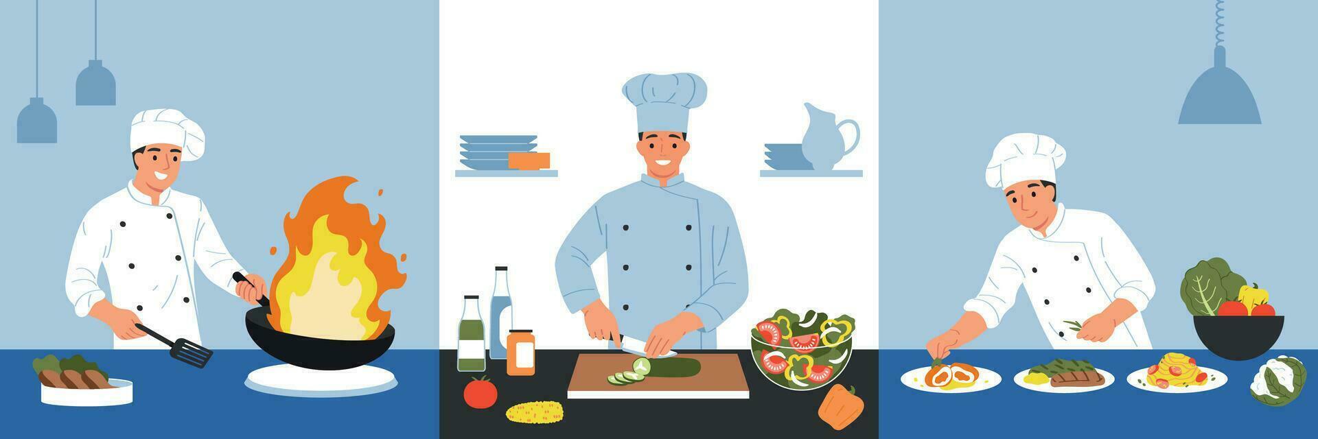 Chef Cooks Square Compositions vector