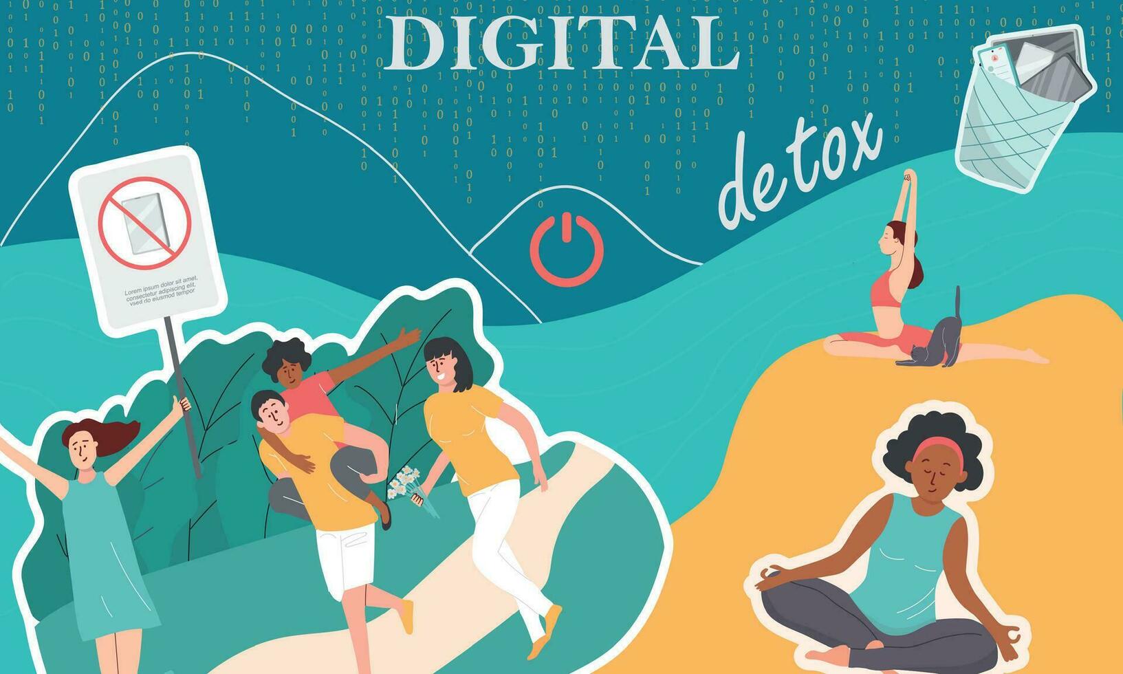 Digital Detox Collage vector