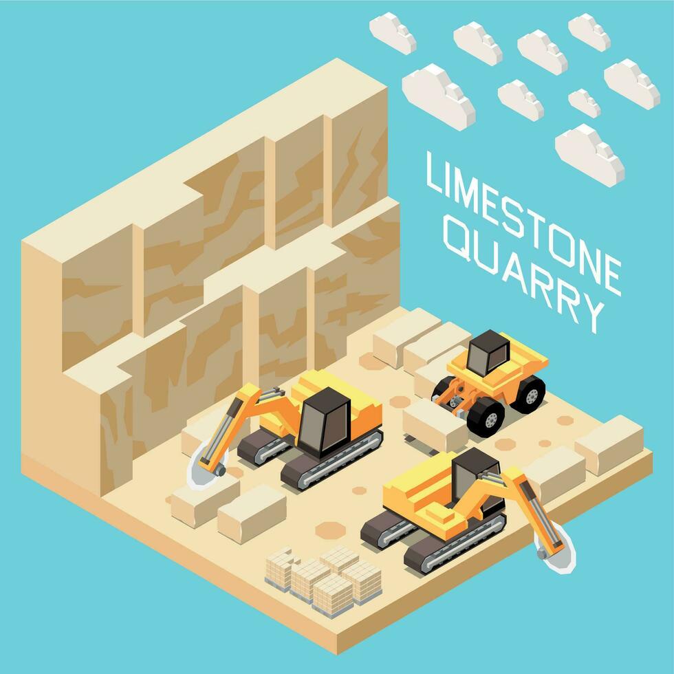 Stone Factory Isometric Concept vector