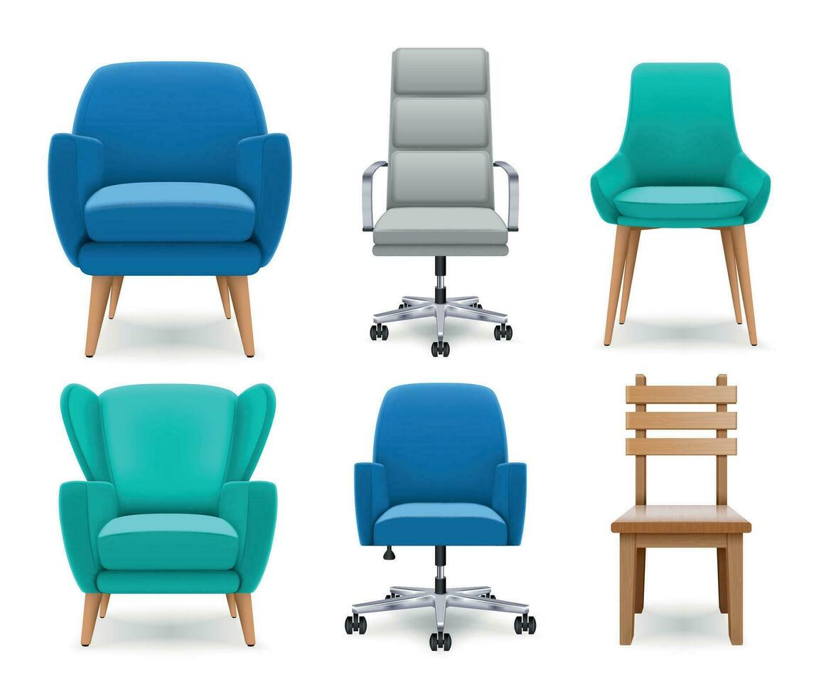 Realistic Armchairs Set vector