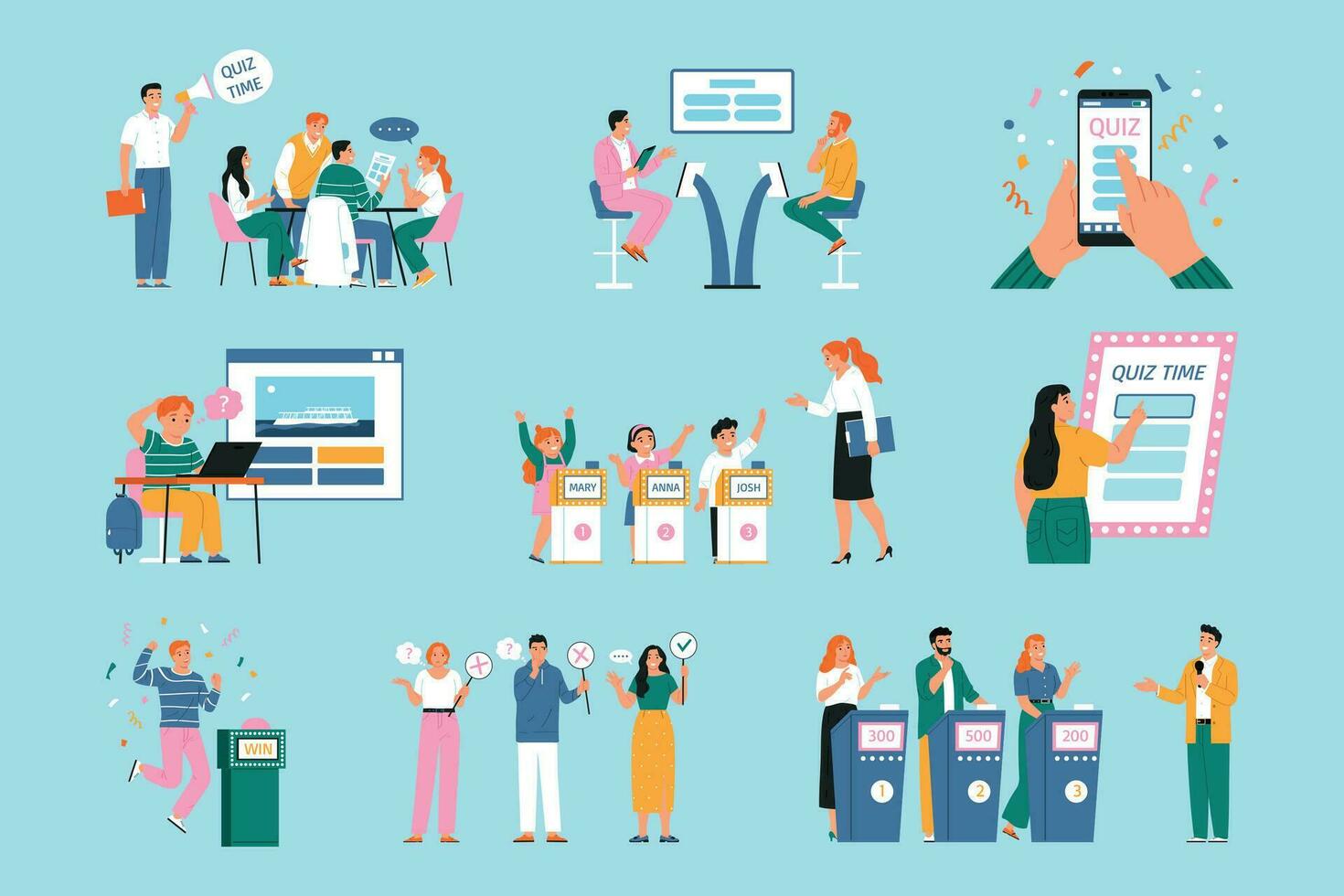 Flat Quiz Set vector
