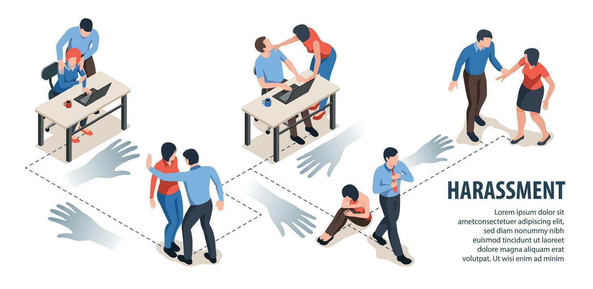 Harassment Isometric Infographic vector