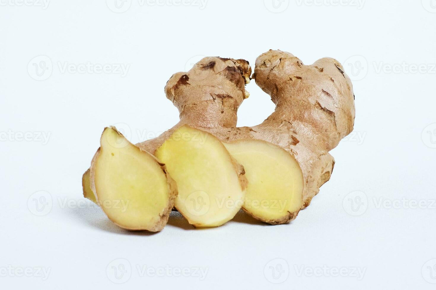 kunyit putih temu putih rimpang white turmeric fresh curcuma zedoaria root on the white background photo
