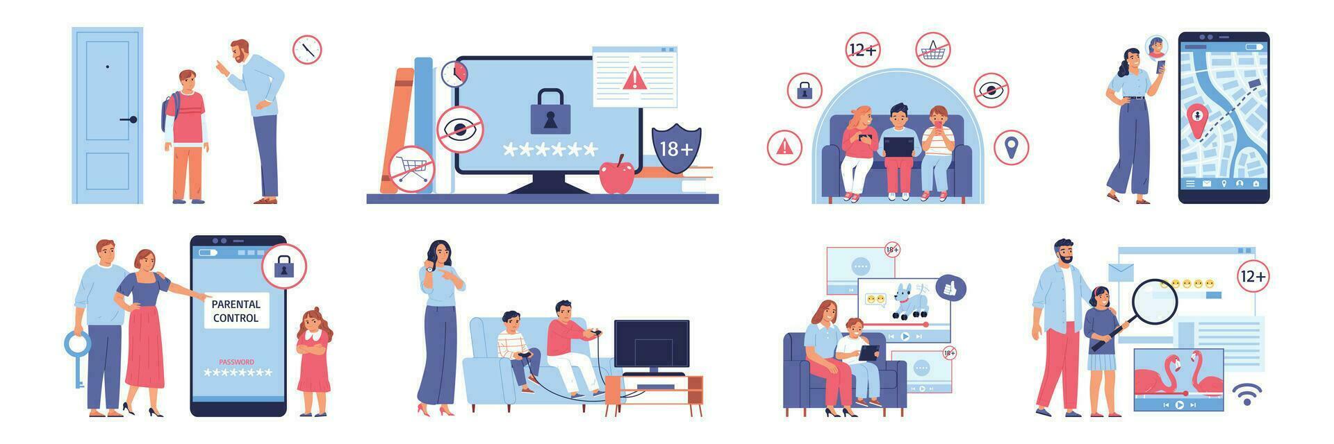 Parental Control Compositions Set vector