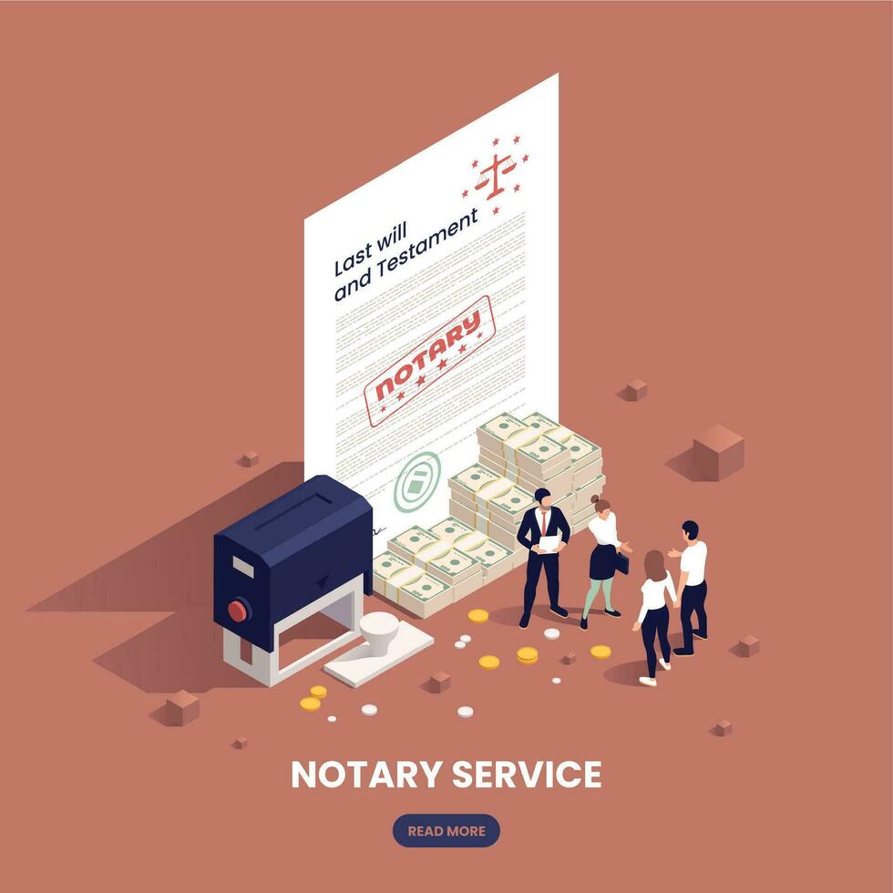 Isometric Notary Services Concept vector