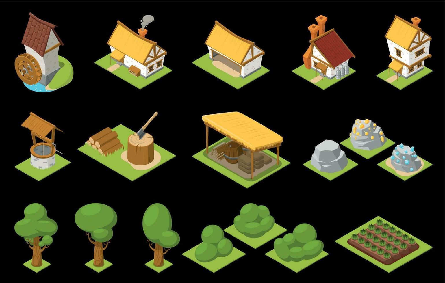 Game Set Isometric Icon Set vector