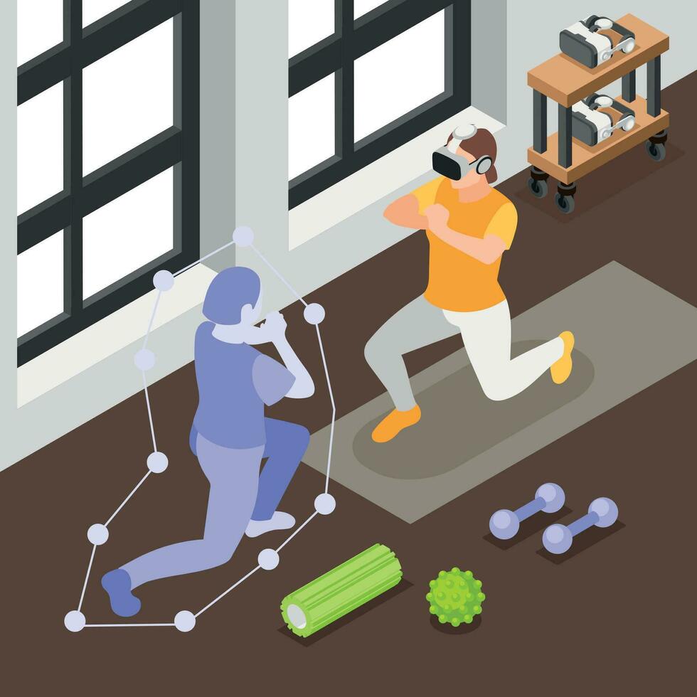VR Sports Trainings Colored Isometric Concept vector
