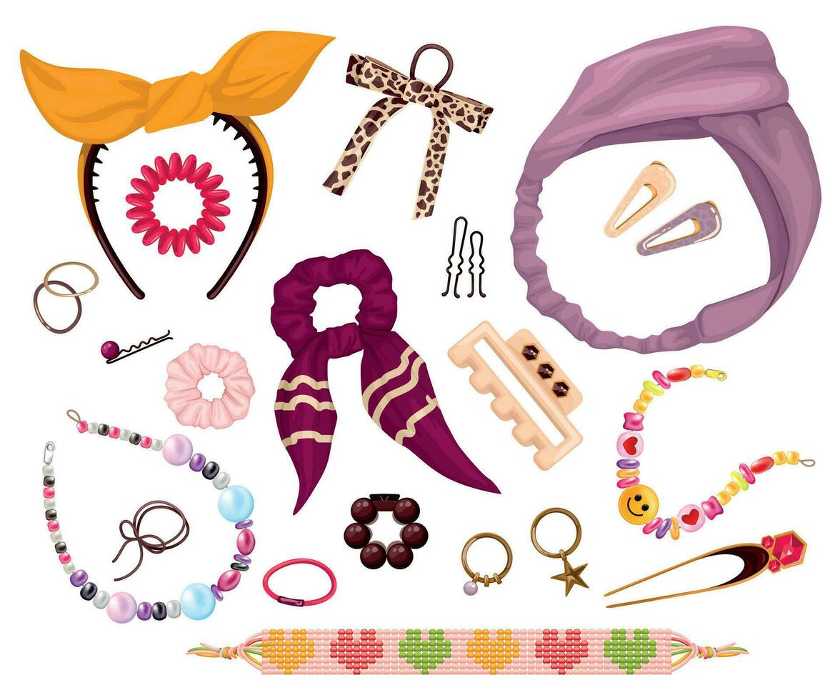 Bracelets And Hair Pins Set vector