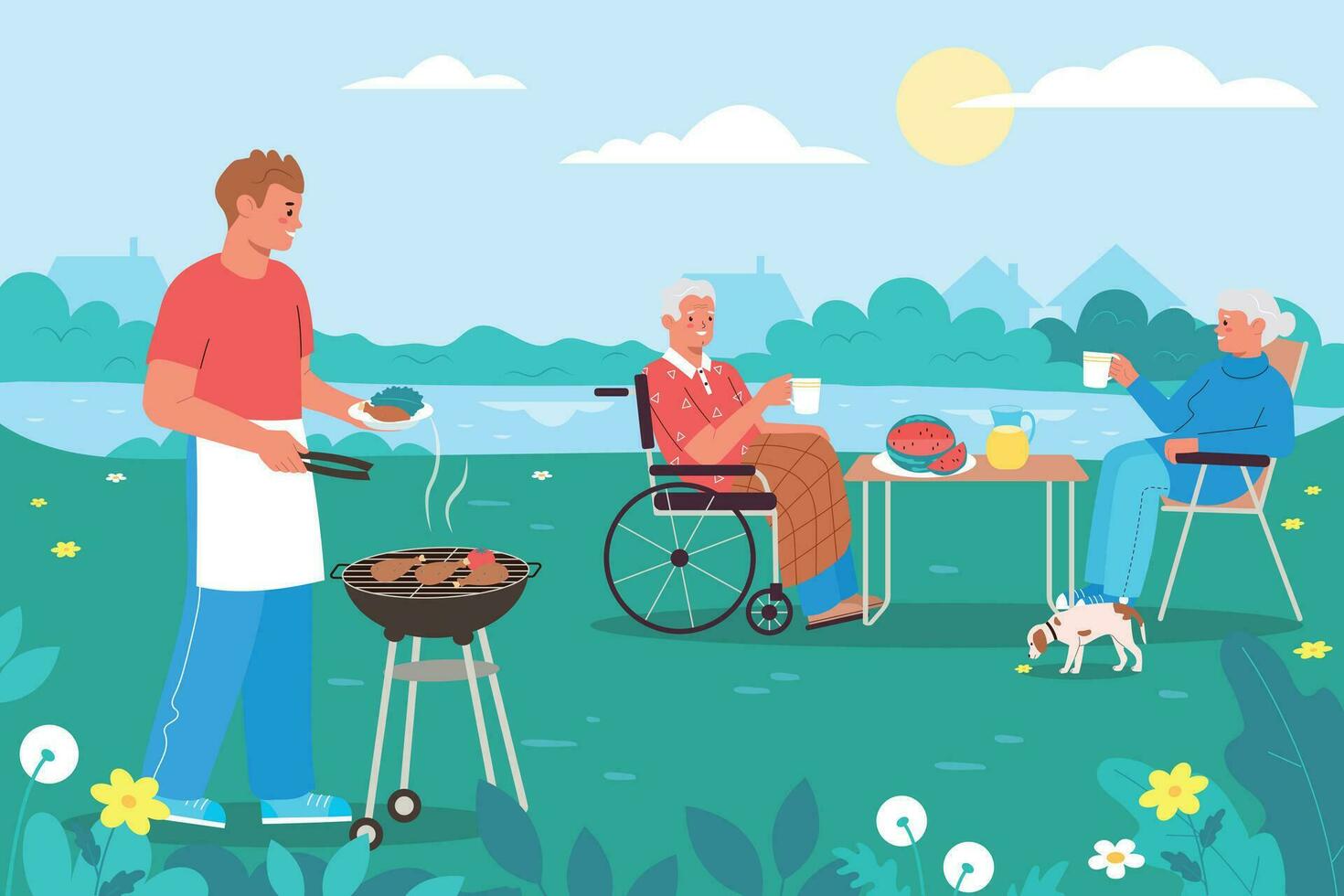 Flat Family Picnic vector