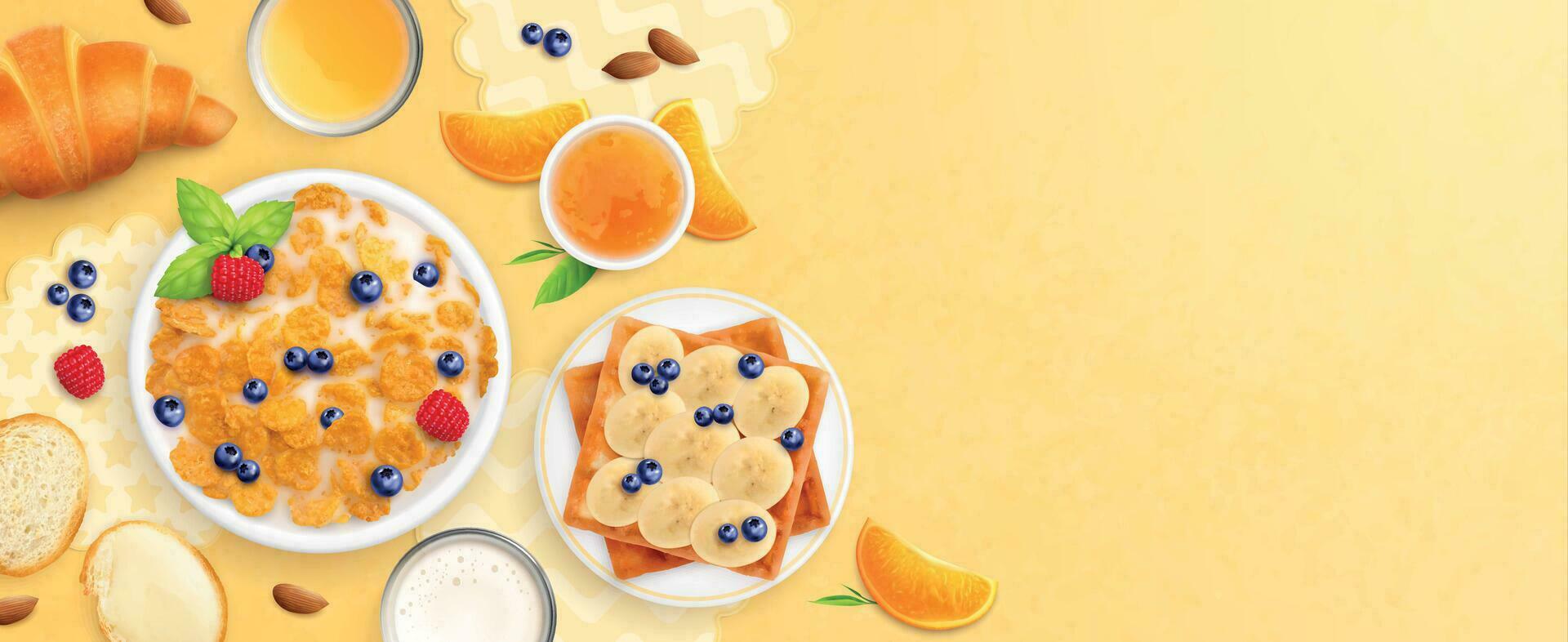 para niños desayuno realista composición vector