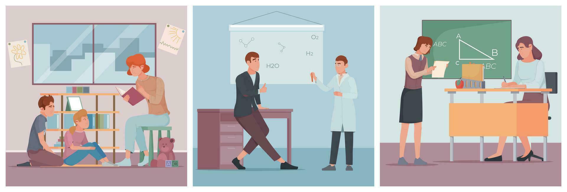 Education Square Compositions Set vector