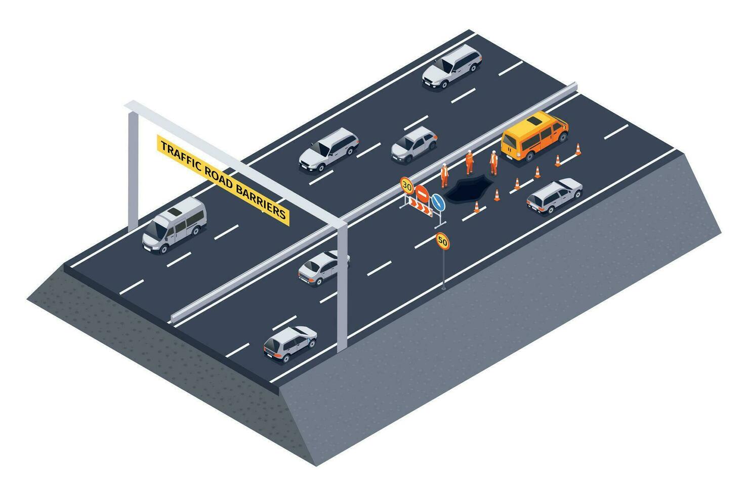 Motorway Road Works Composition vector