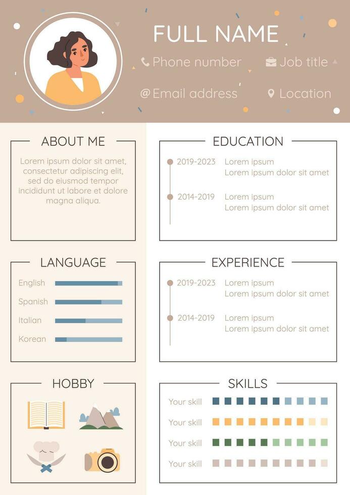 CV Resume Example Infographics vector