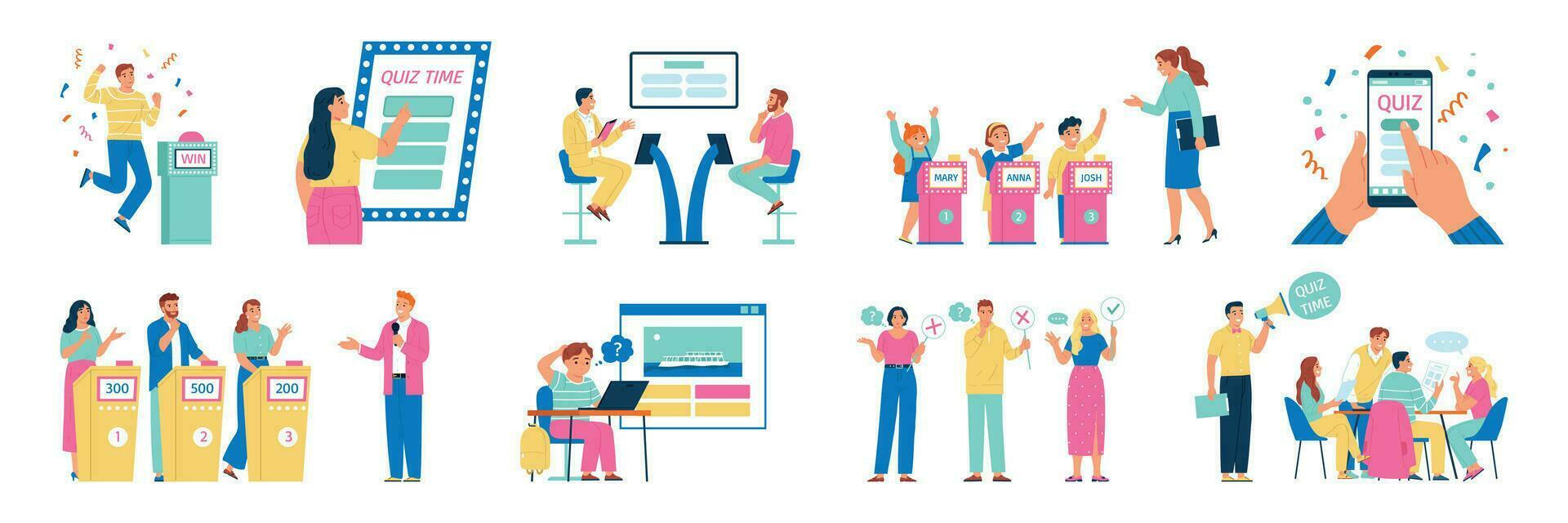 Quiz Flat Set vector