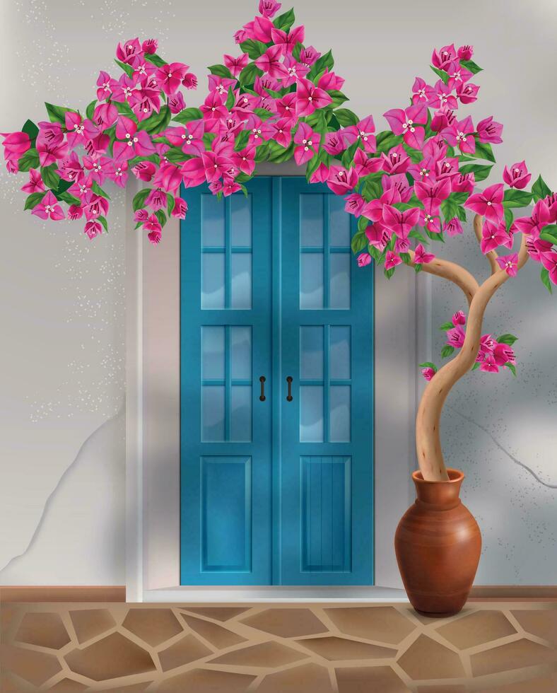 Bbougainvillea Tree Realistic Composition vector