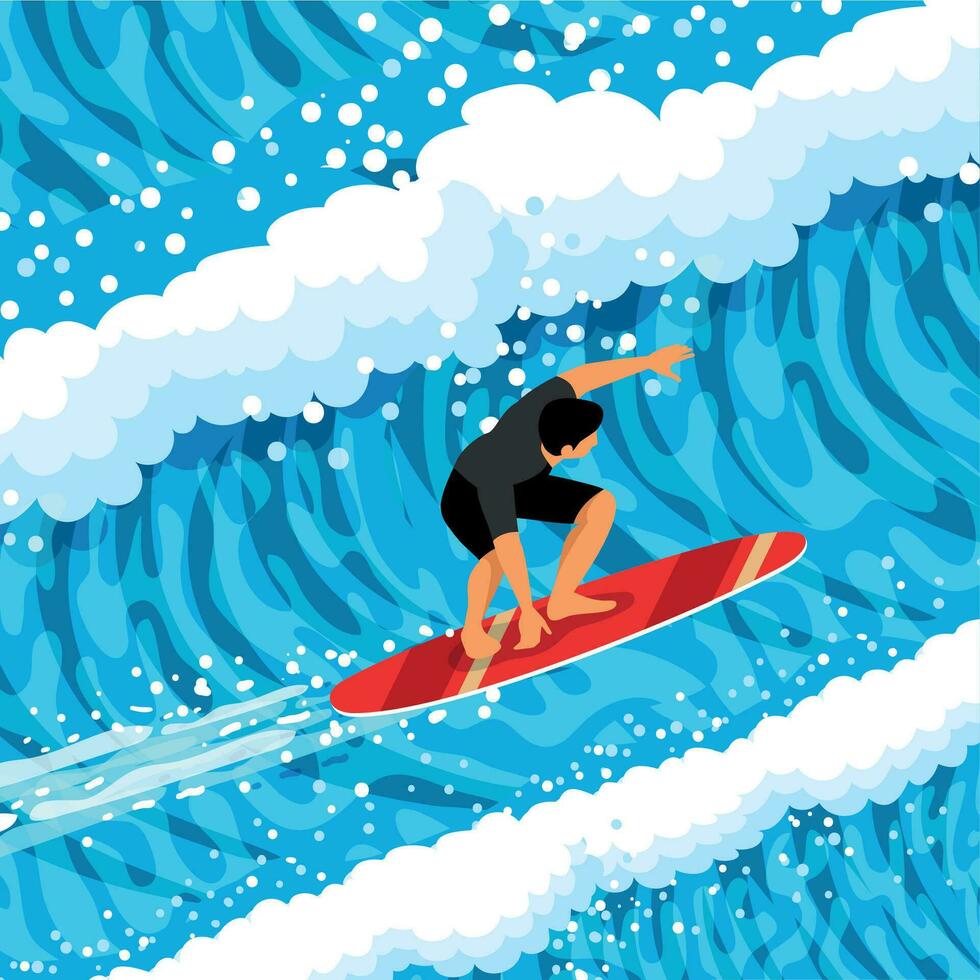 Surfing Isometric Illustration vector