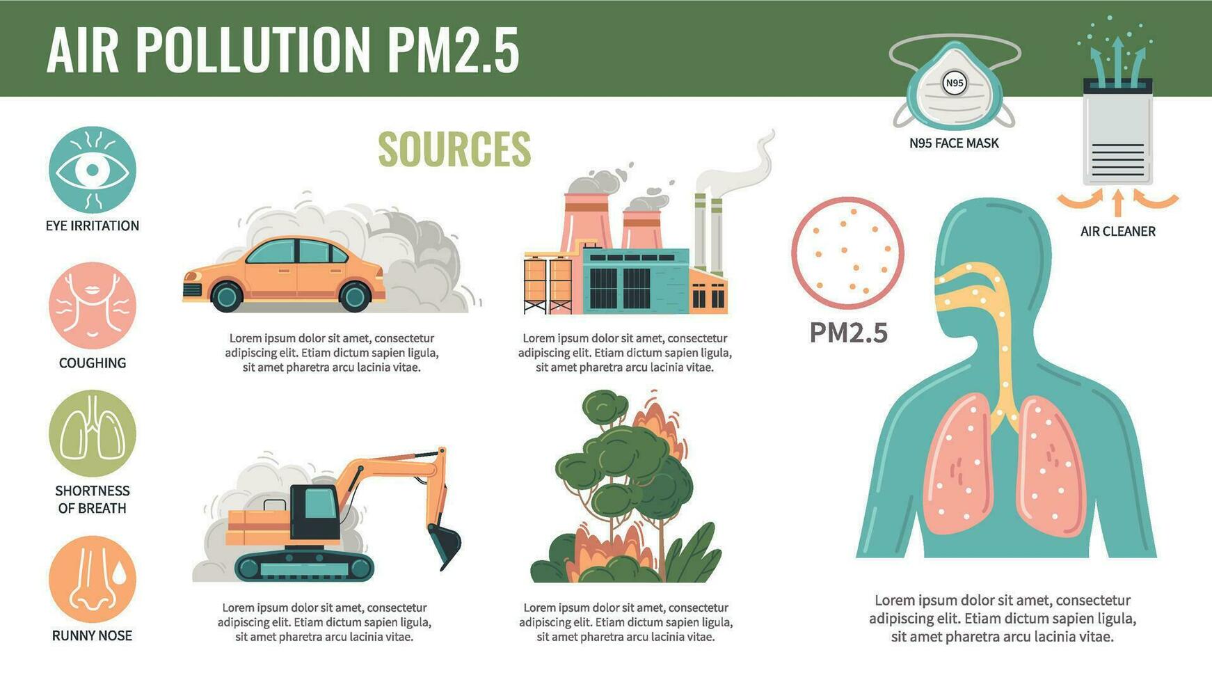Air Pollution Lungs Infographics vector