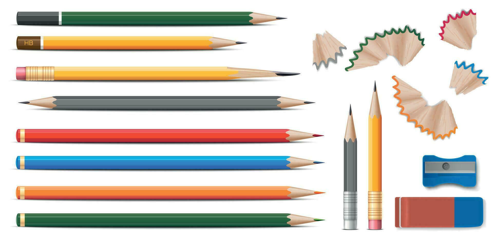 Colored Pencils Realistic Set vector