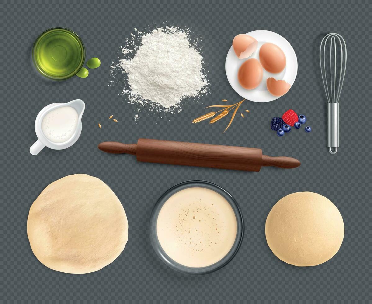 Realistic Bakery Cooking Set vector