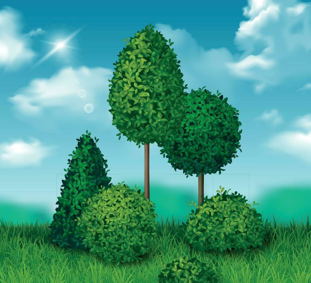 Realistic Green Bushes vector
