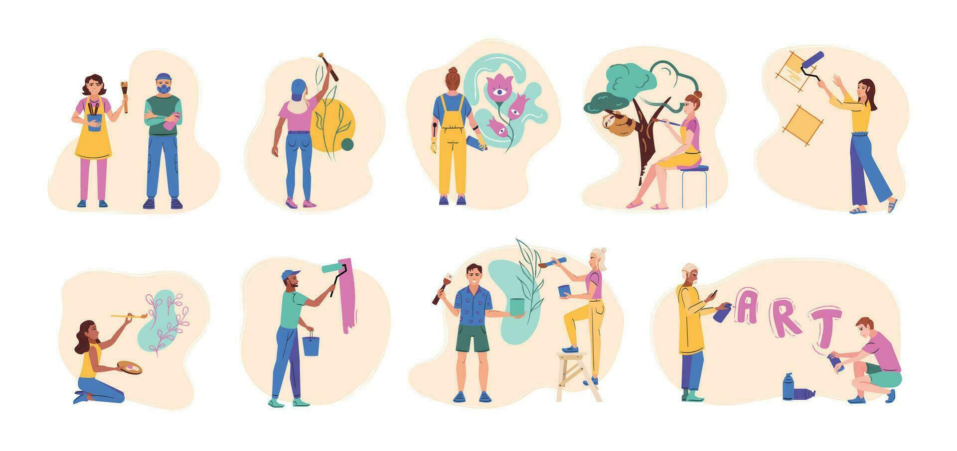 Mural Artists Compositions Collection vector