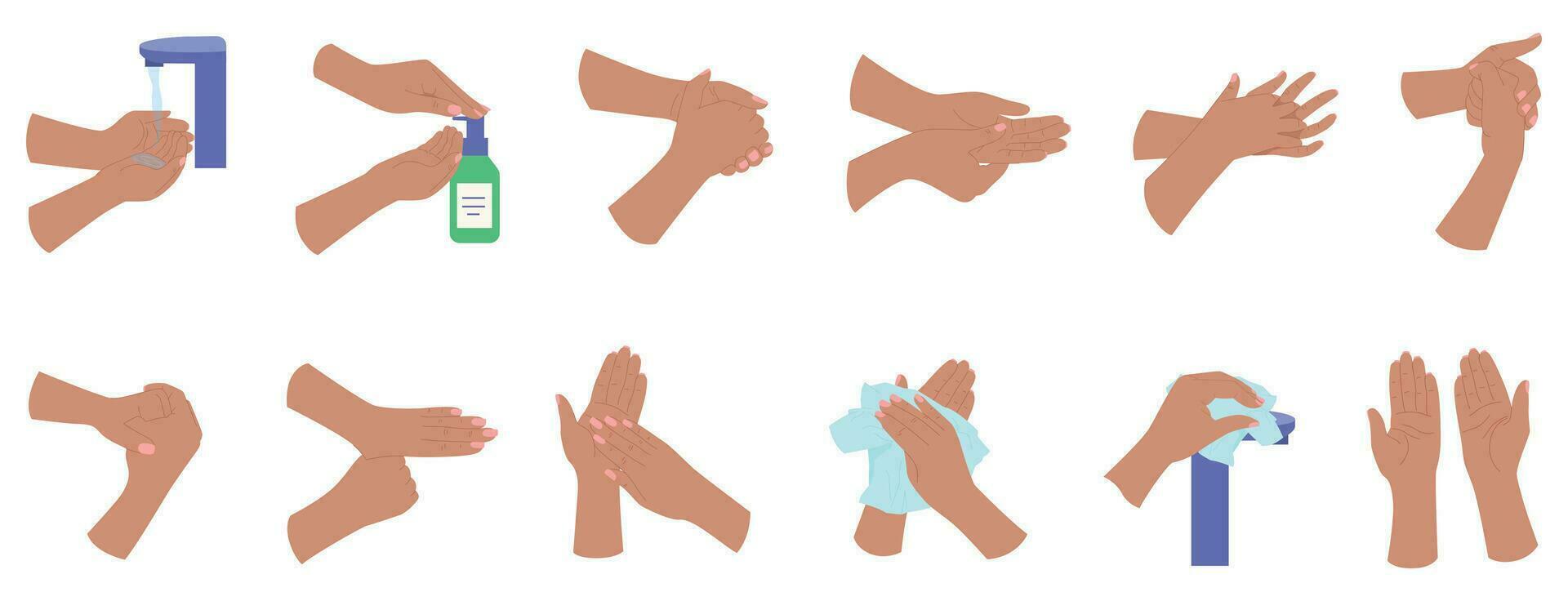 Washing Hands Flat Icons vector