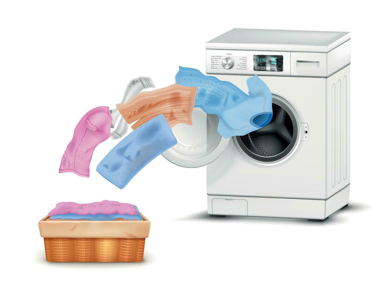 lavandería máquina realista composición vector
