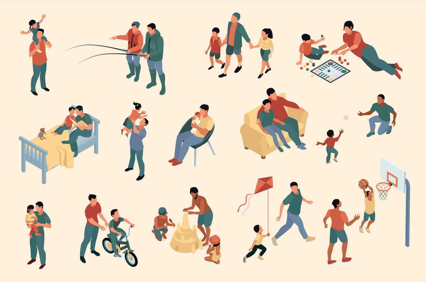 Isometric Father Day Icons vector