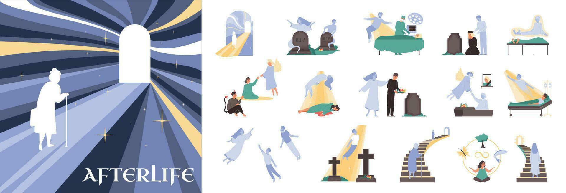 Death Afterlife Icon Set vector