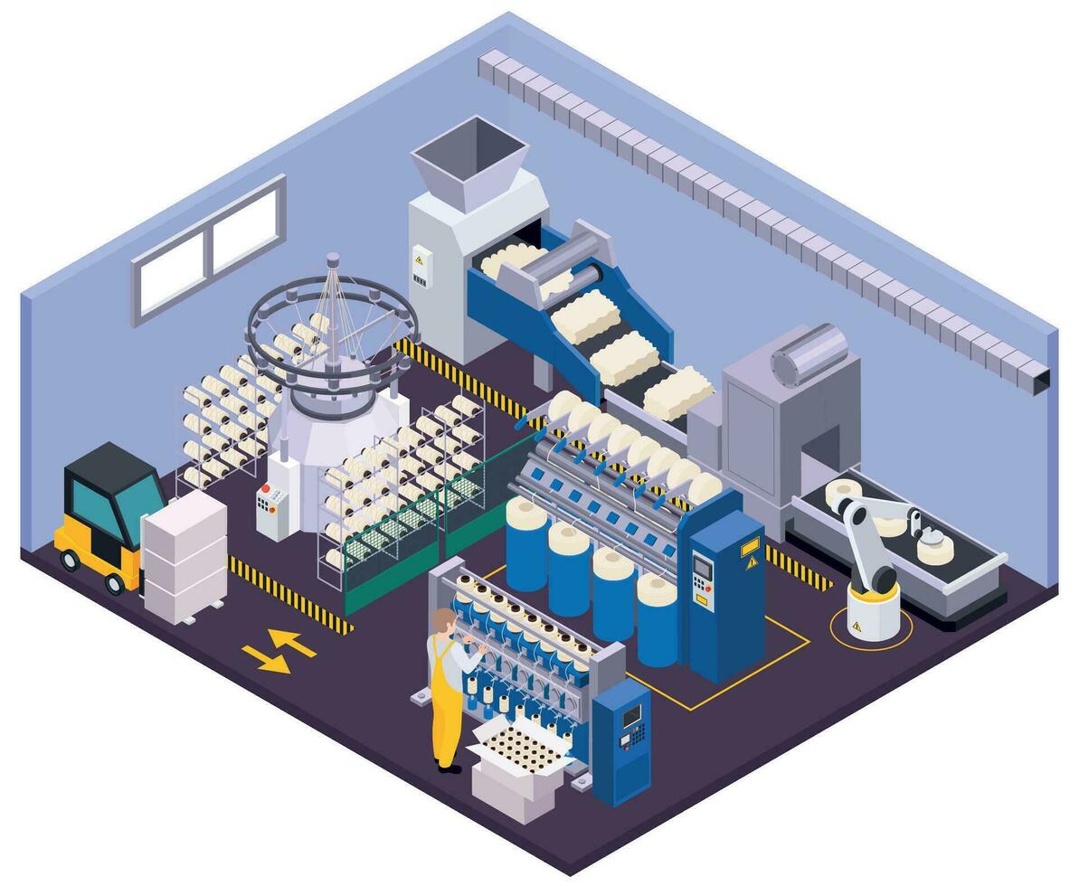 Textile Industry Isometric Composition vector
