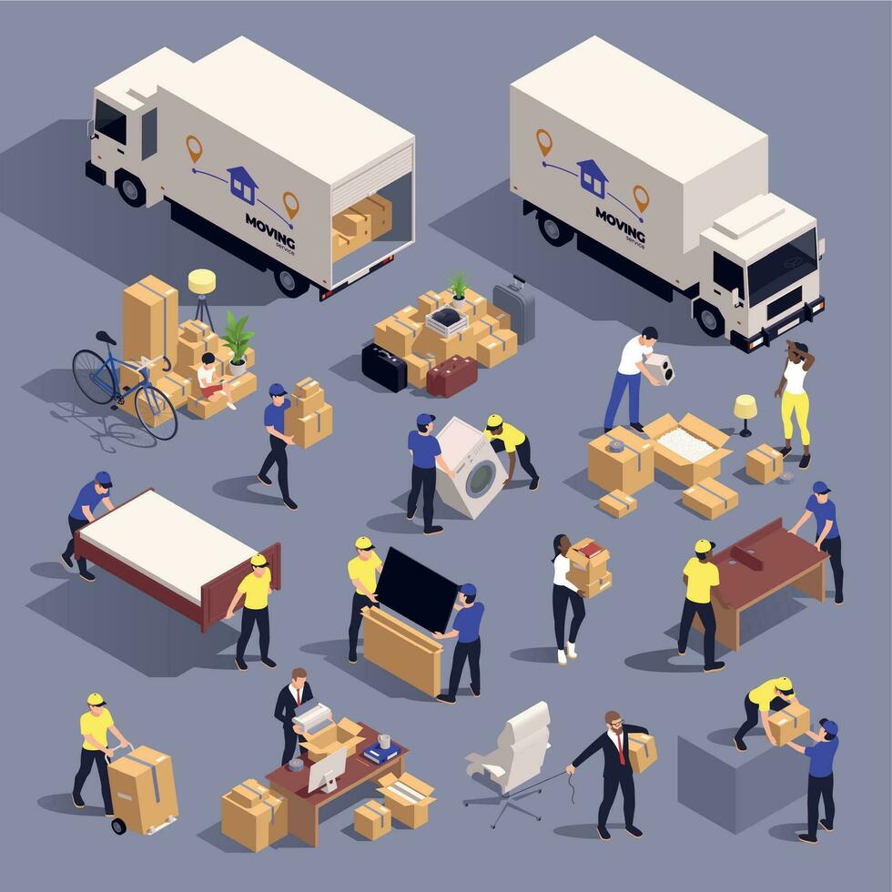 Relocation Isometric Set vector