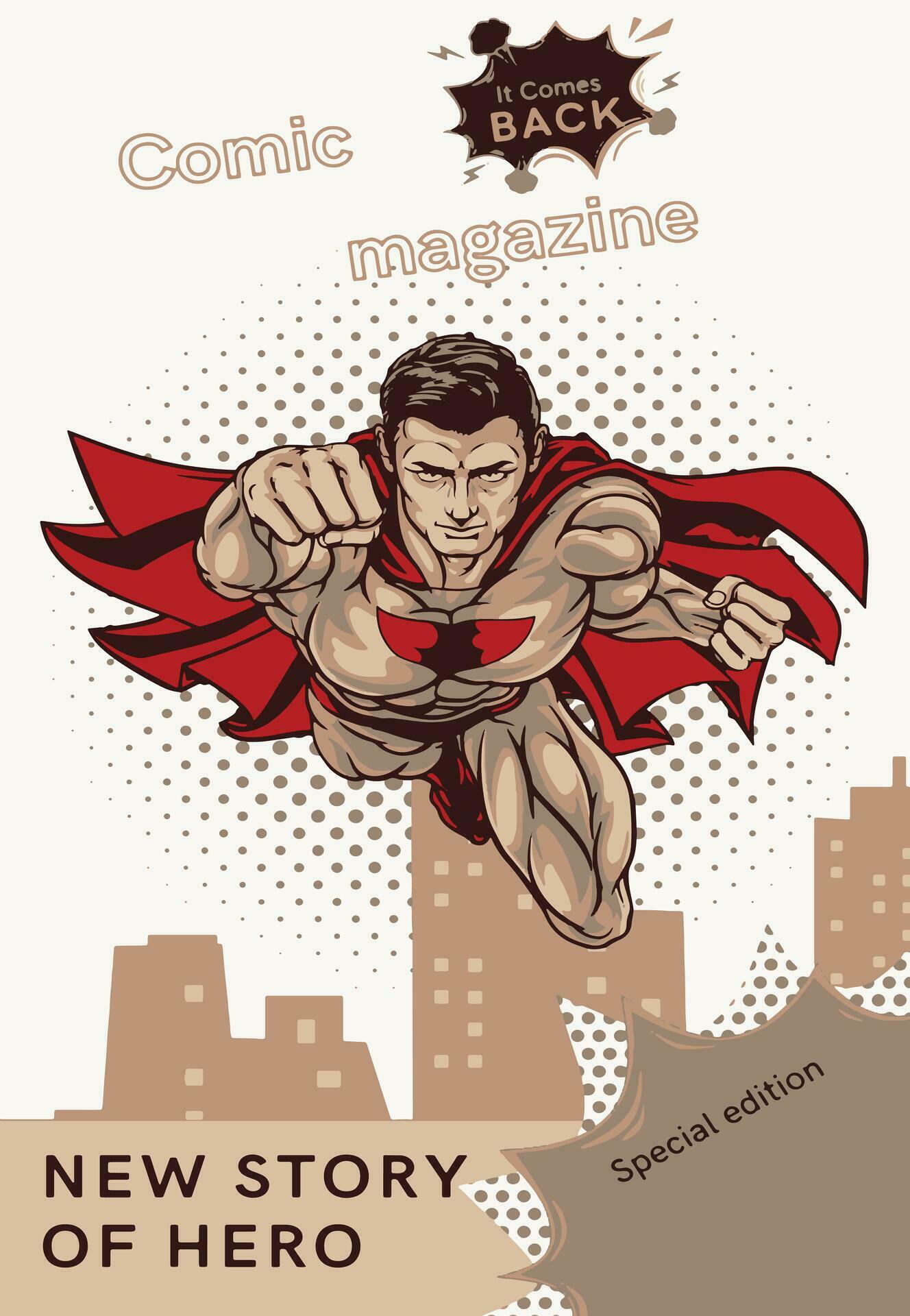 Comic Book Cover Template Illustration of a cartoon editable comic book