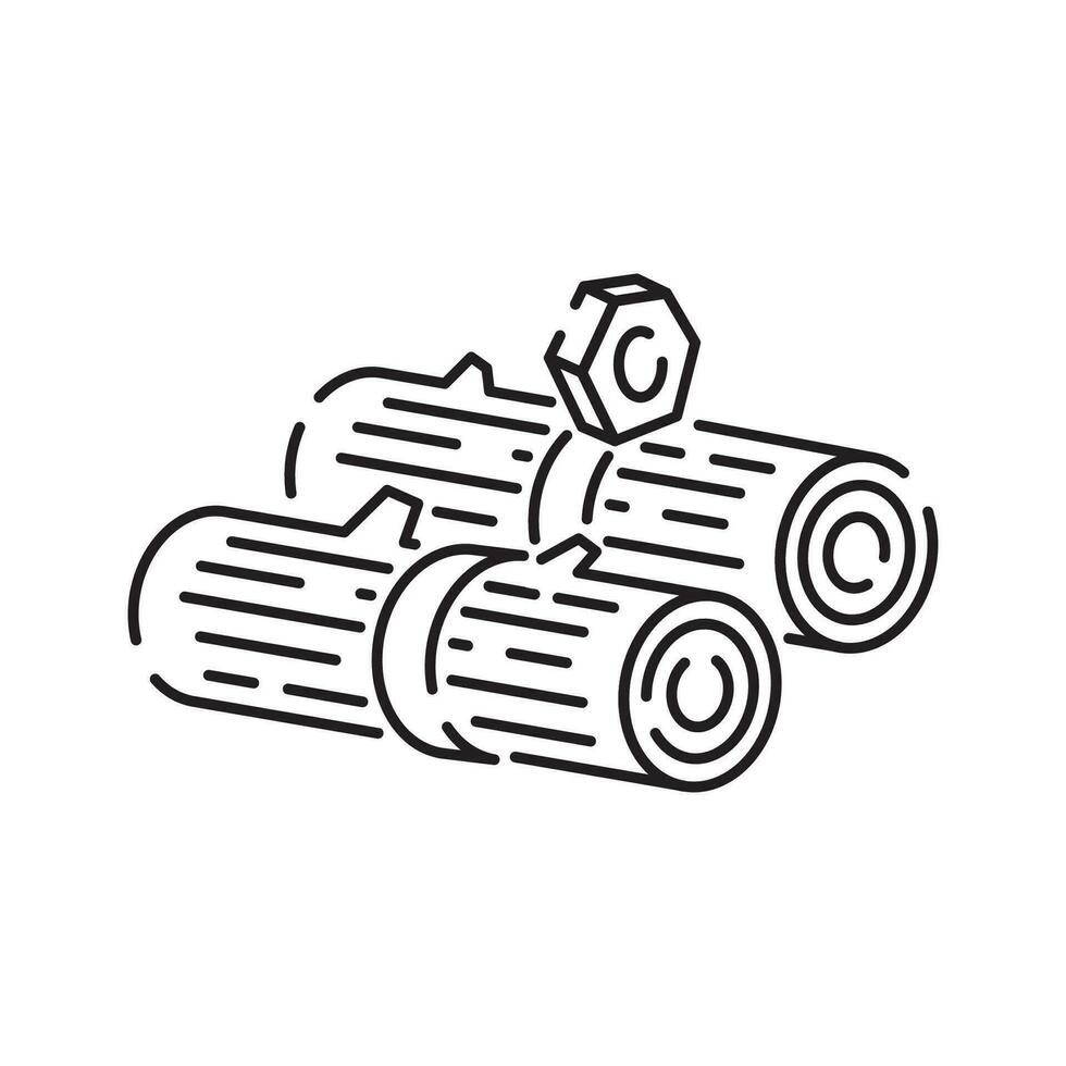 Woodcutter line icon. Logging, sawmill line icon in circles, logging truck, tree harvester, timber, lumberjack, wood and lumber. Vector illustration.