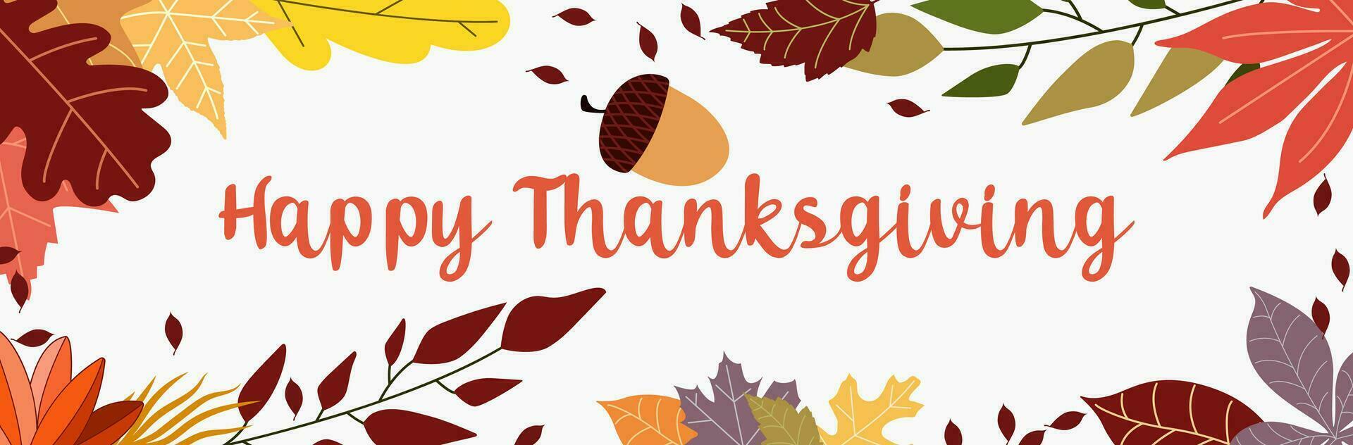 happy Thanksgiving day leaves banner. Vector illustration.