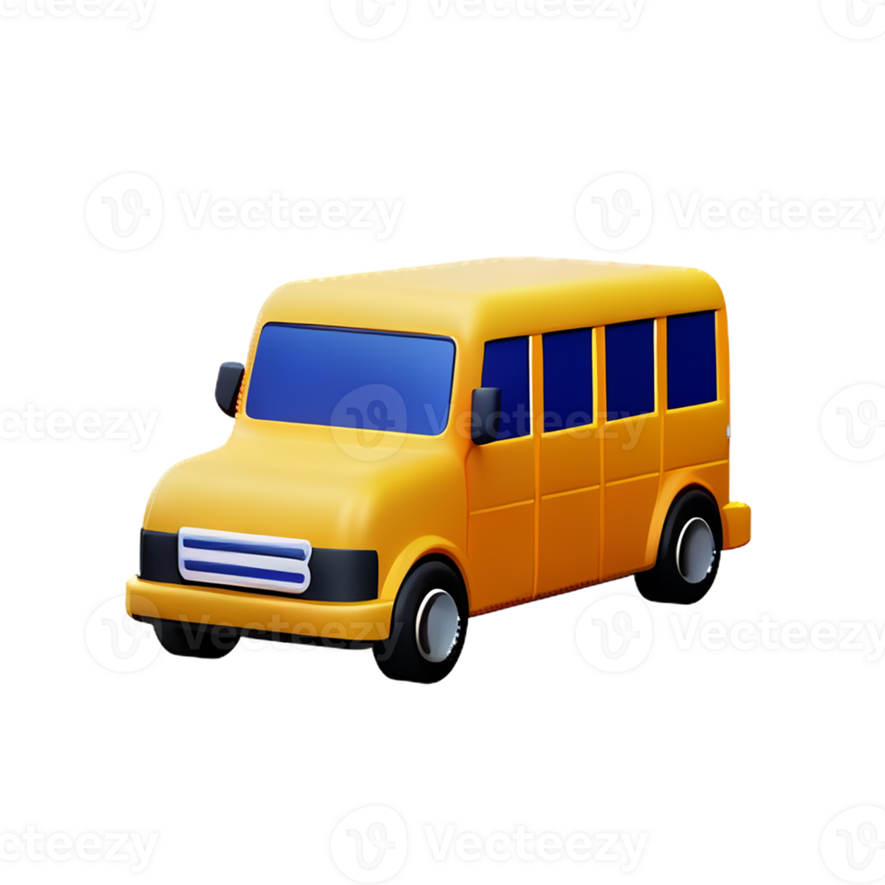school bus 3d rendering icon illustration png