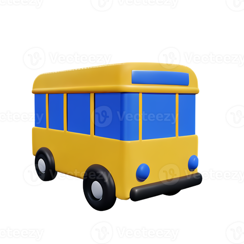 school bus 3d rendering icon illustration png