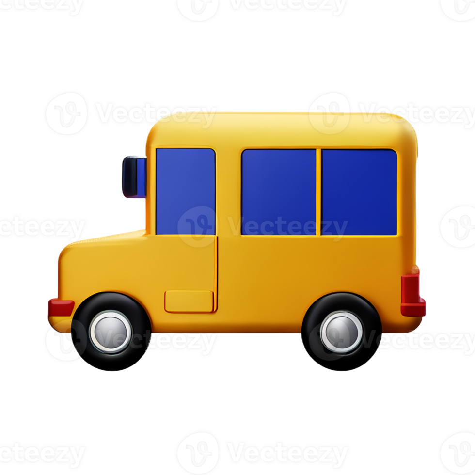 school bus 3d rendering icon illustration png