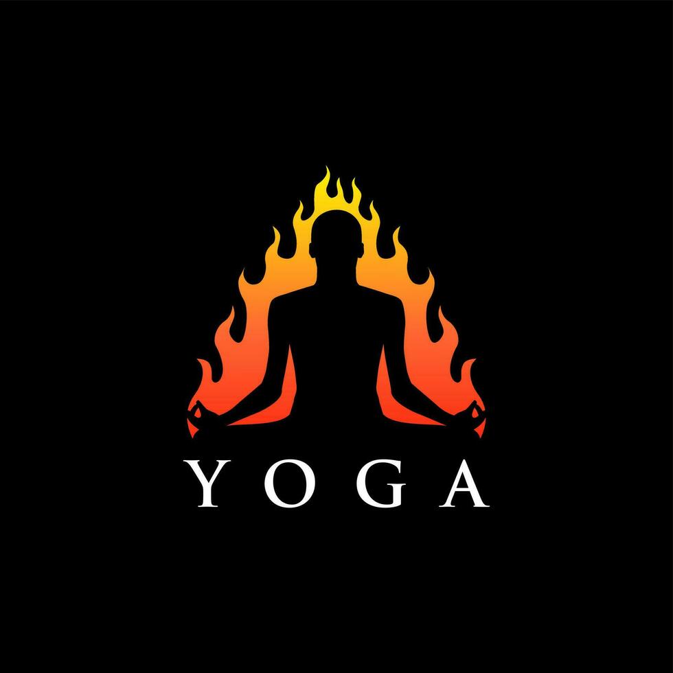 Yoga flames Logo, Design element for logo, poster, card, banner, emblem, t shirt. Vector illustration