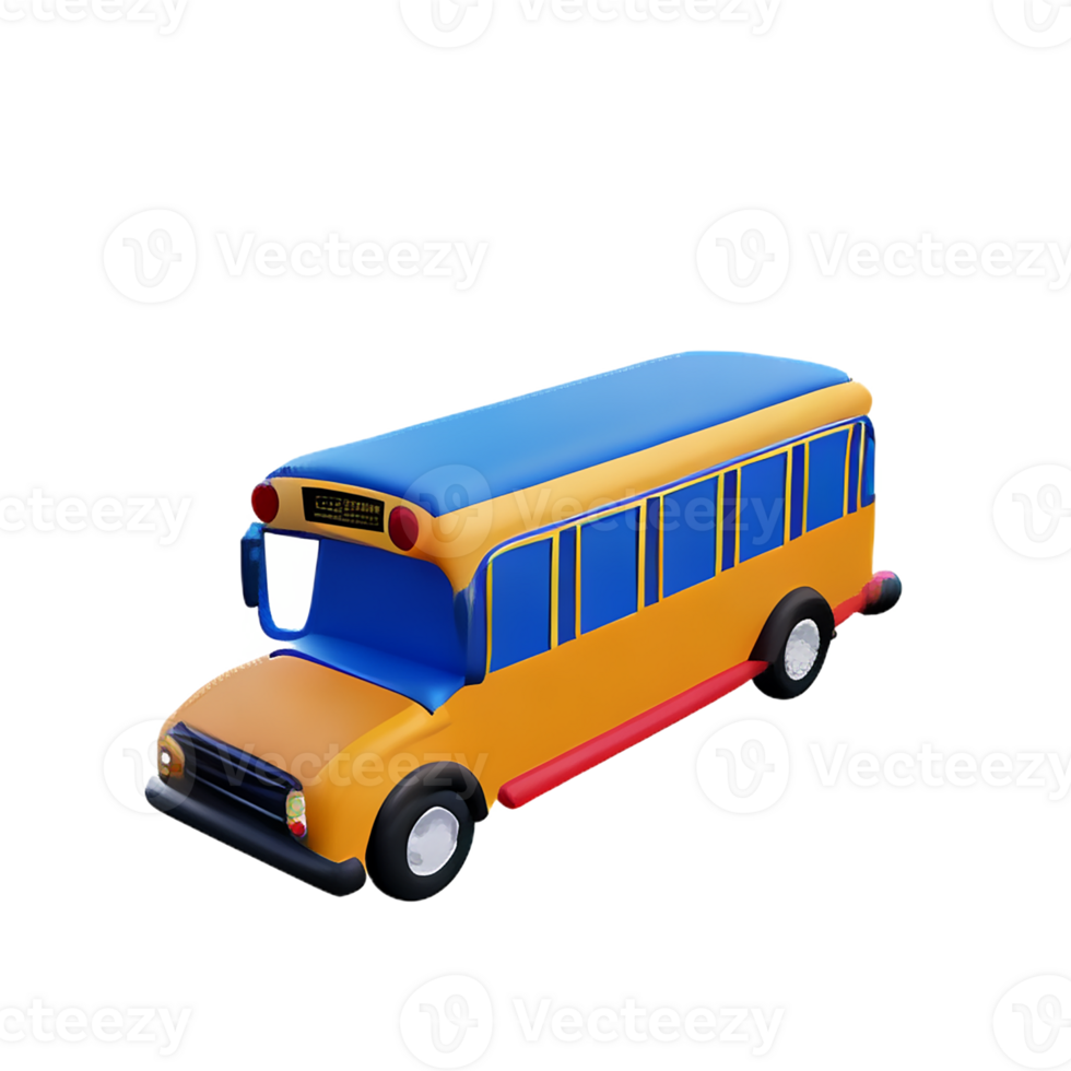 school bus 3d rendering icon illustration png