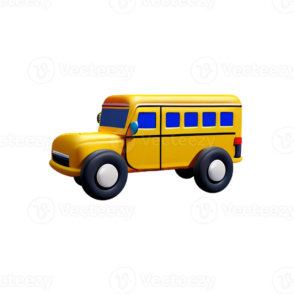 school bus 3d rendering icon illustration png