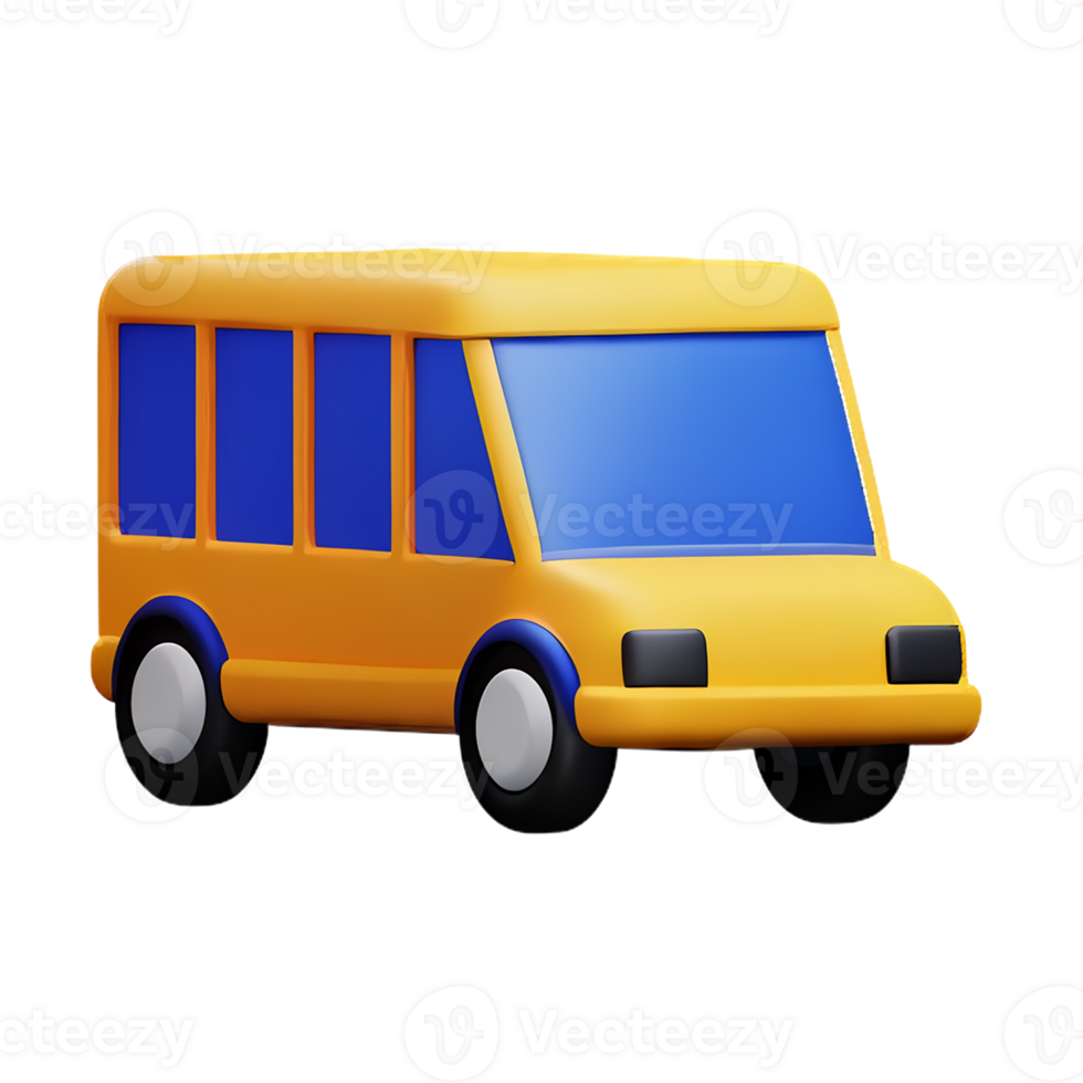 school bus 3d rendering icon illustration png