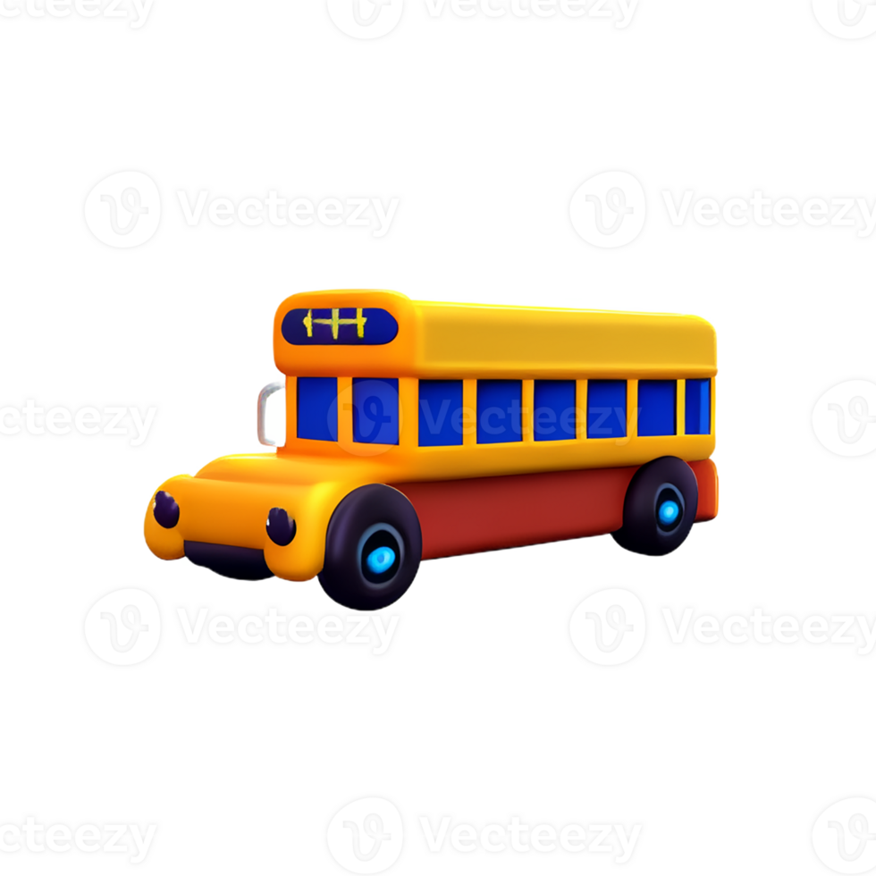 school bus 3d rendering icon illustration png