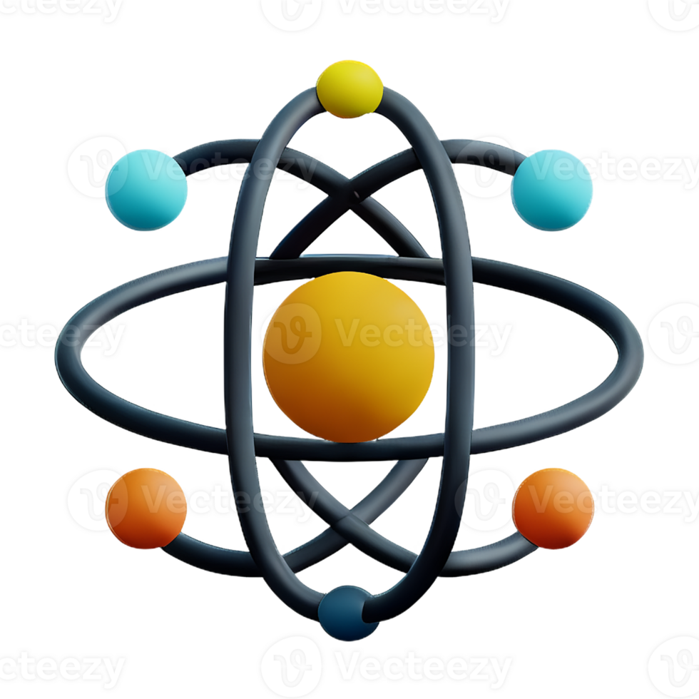atom 3d rendering icon illustration png