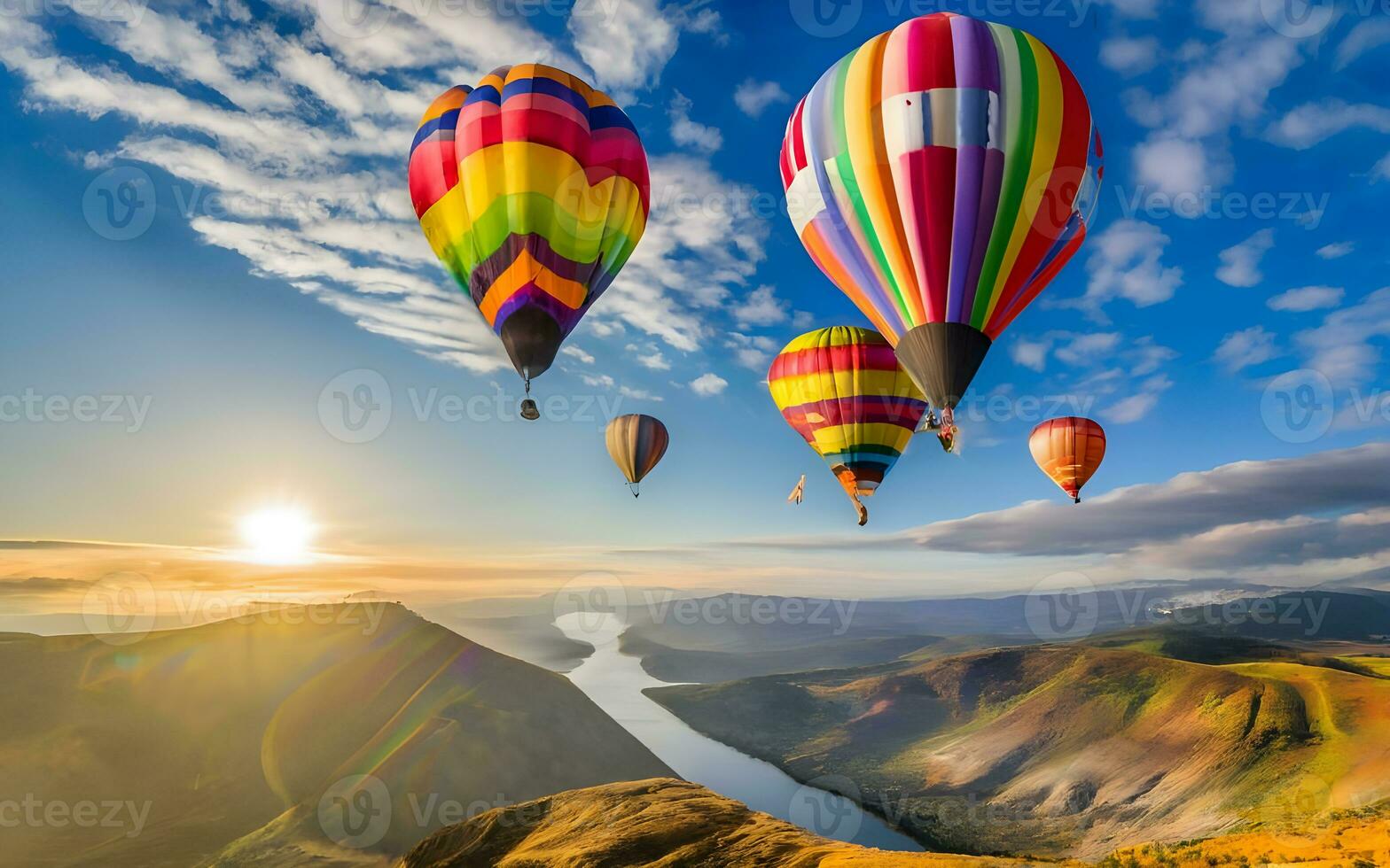 Capturing the Enchanting Kaleidoscope of Colors, A Mesmerizing Display at the Annual Hot Air Balloon Festival. AI Generated photo