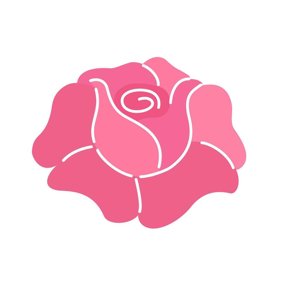 rosado Rosa en un blanco antecedentes. vector ilustración de un icono aislado flor.