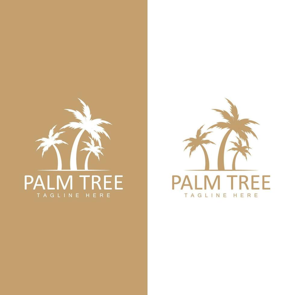 Coconut Tree Logo, Palm Tree Sunset Beach Vector, Elegant Minimalist Simple Design, Symbol Template Icon vector
