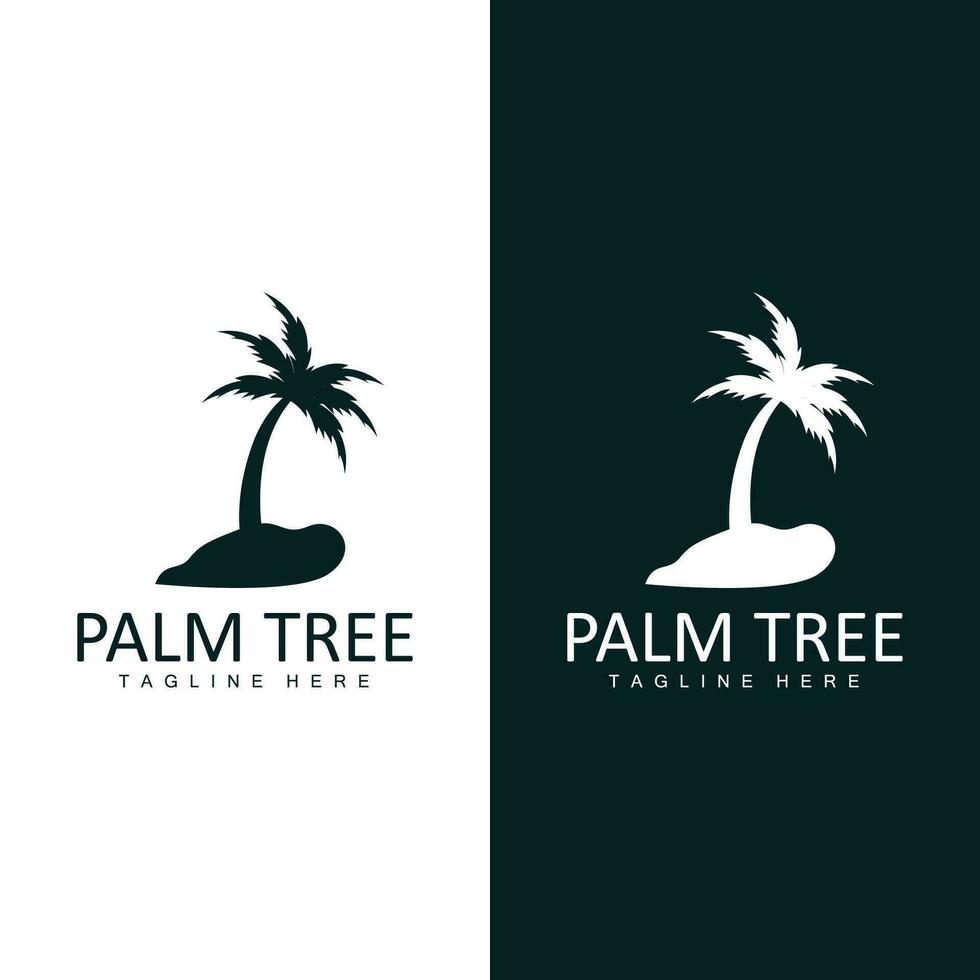 Coconut Tree Logo, Palm Tree Sunset Beach Vector, Elegant Minimalist Simple Design, Symbol Template Icon vector
